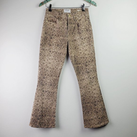 Frame Denim Snake Print Le Crop Mini Boot Sz 24 LC